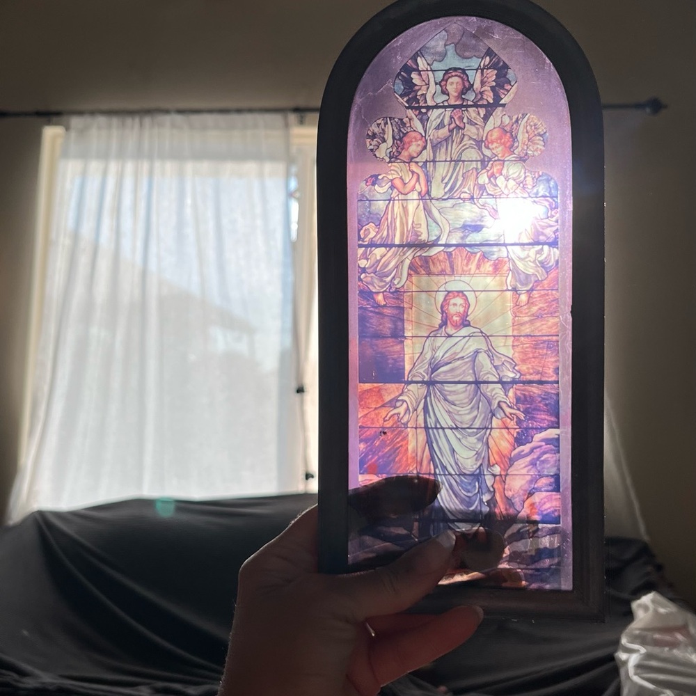 Stained Glass Jesus and Angels Panel